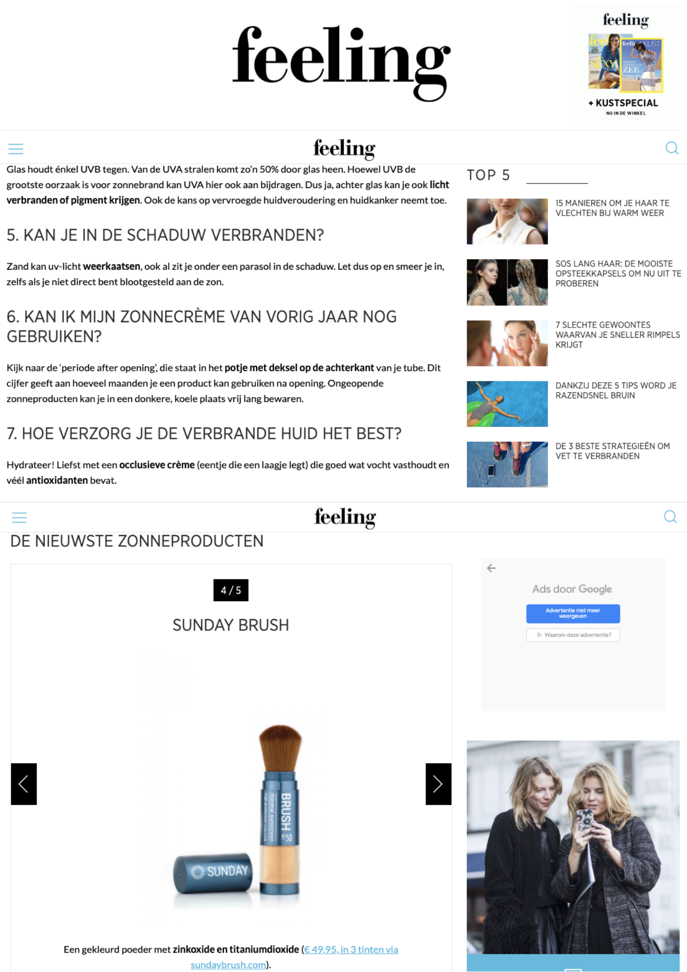 Magazines Cover publicatie feeling magazine 2 - Sunday Brush