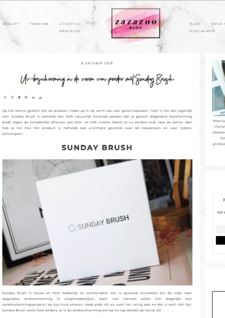 NL 2018 okt online Cover Zazazoo - Sunday Brush