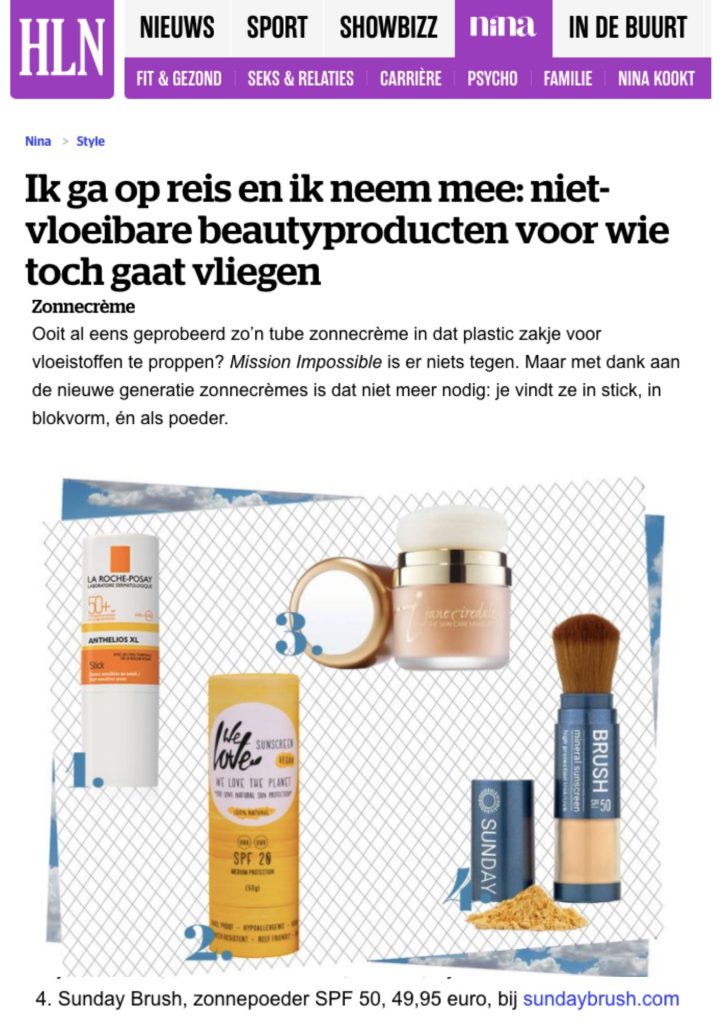 Niet-vloeibare beautyproducten -HLN.be - Sunday Brush